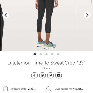 Lululemon Time To Sweat Crop *23" Black Size 6 EUC